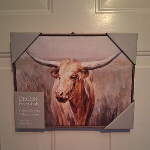 Decor Essentials Longhorn Framed Canvas